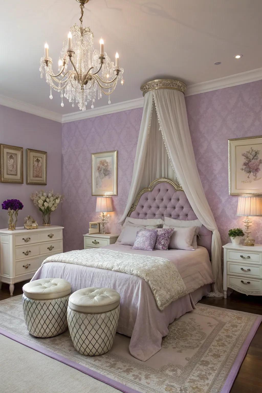 Lavender walls add class and calmness.