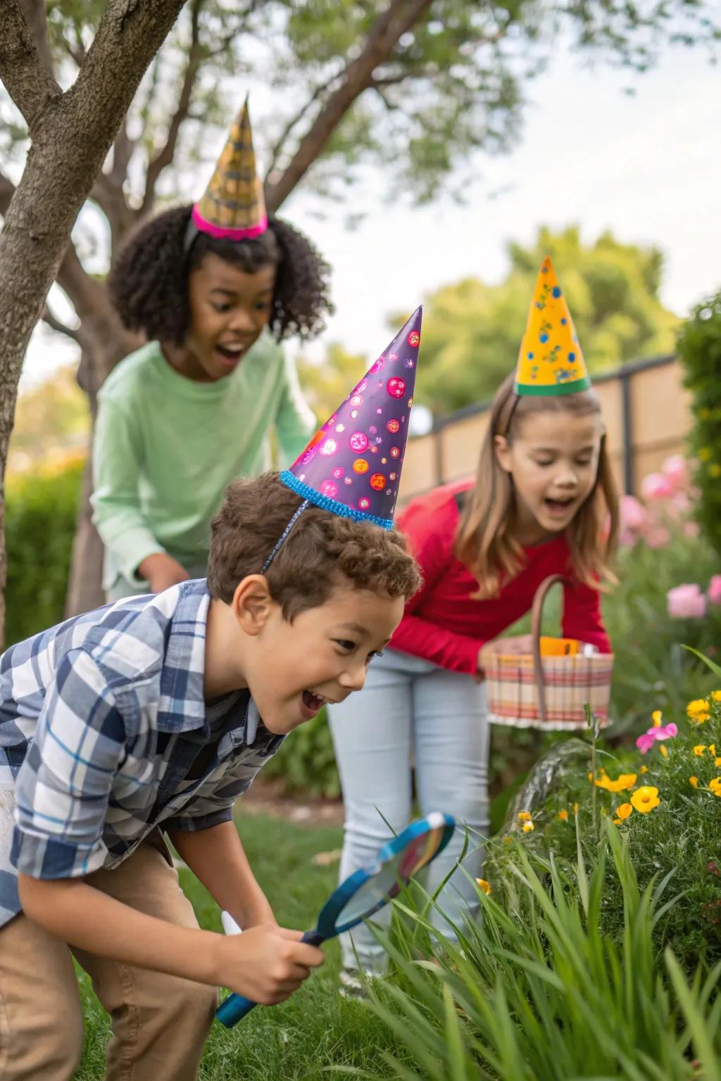 Children delighting in a wilderness-inspired expedition.
