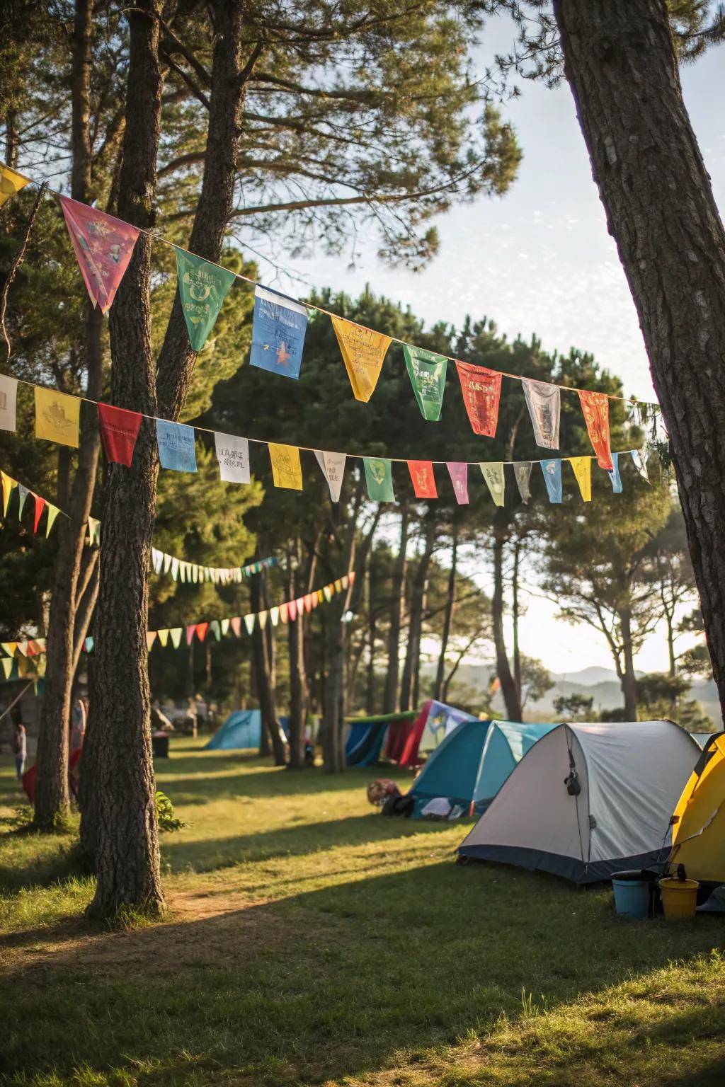 Infuse your campsite with celebratory charm using hand-crafted banners.