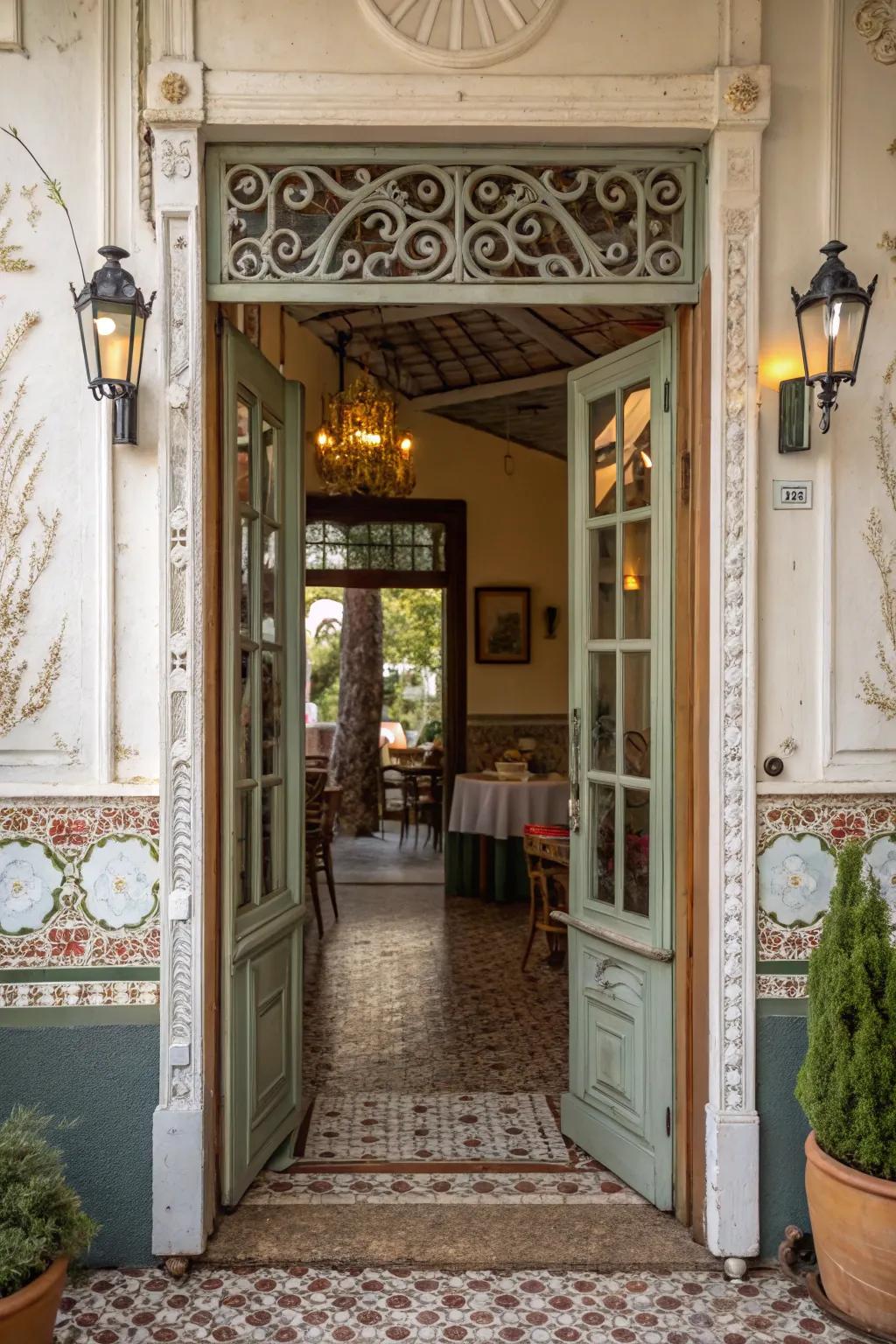 Vintage-inspired jambs evoke a sense of remembrance.