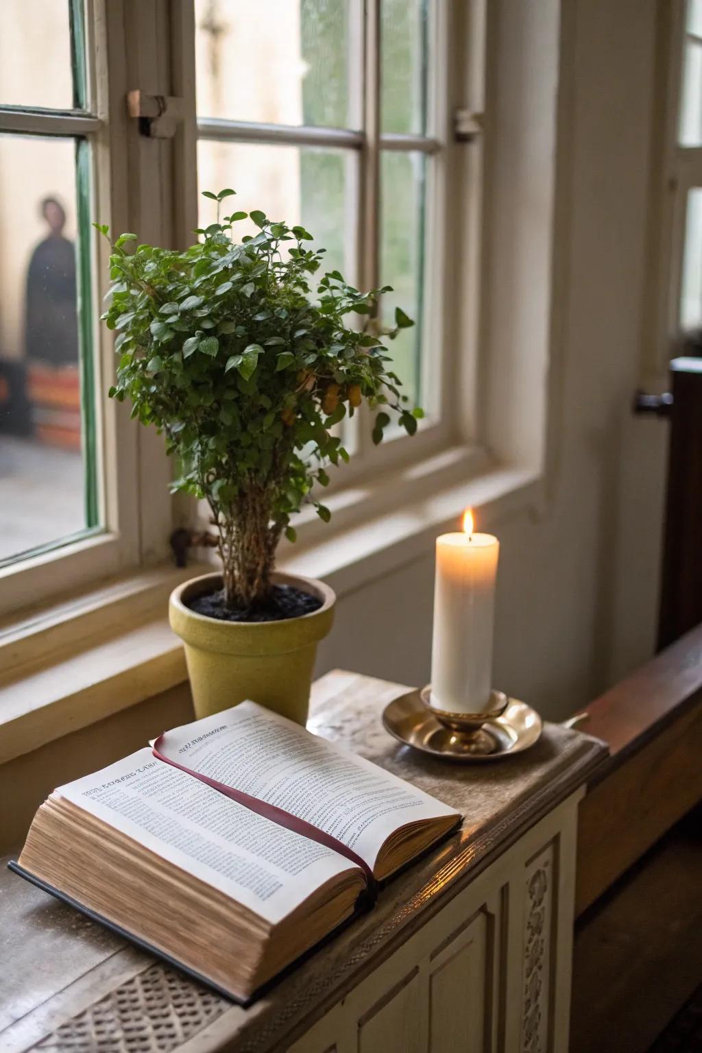 Foliage introduces a natural and calming factor to your sacred area.
