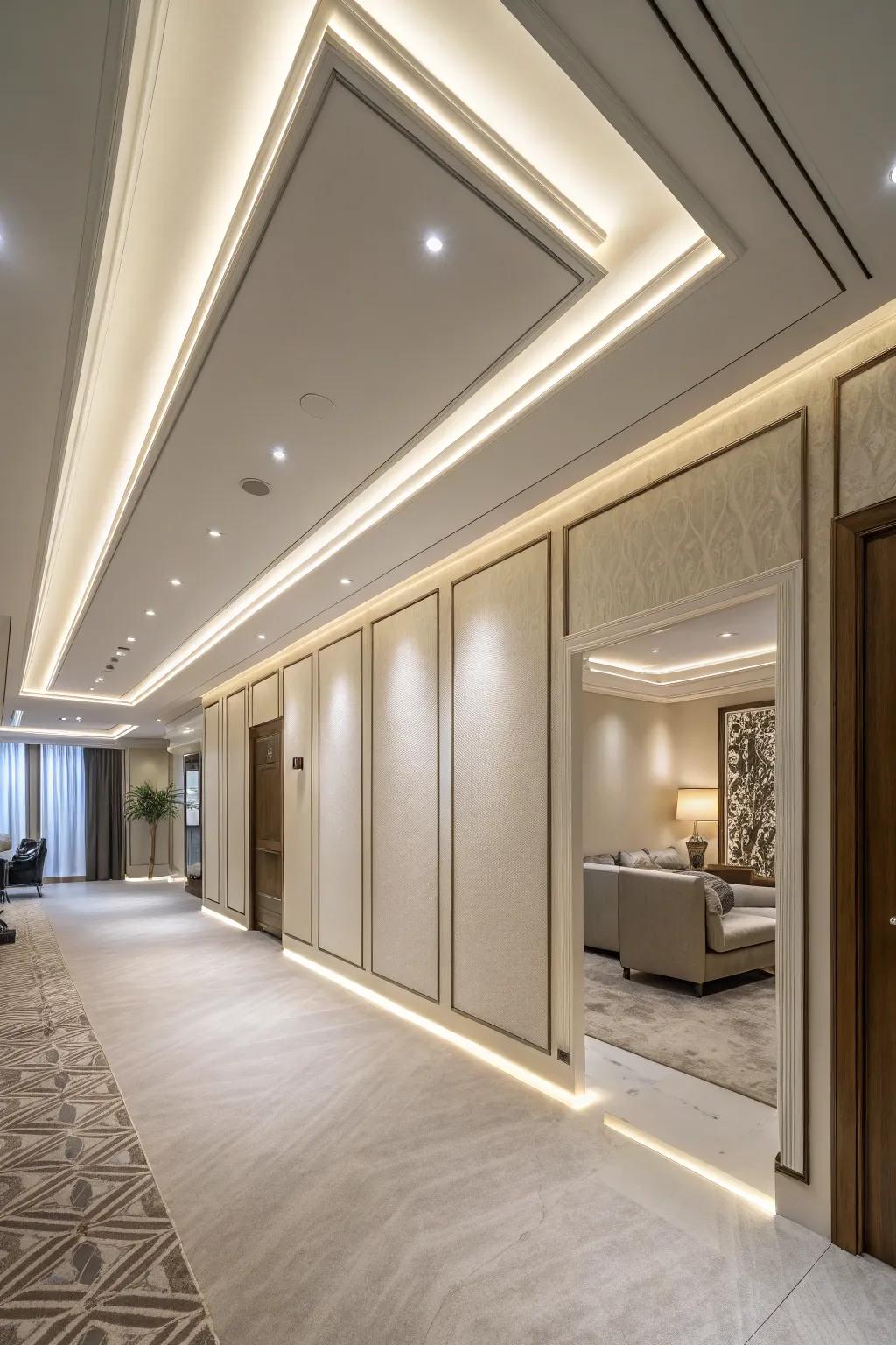 Achieve harmony through integrated ceiling and room design features.
