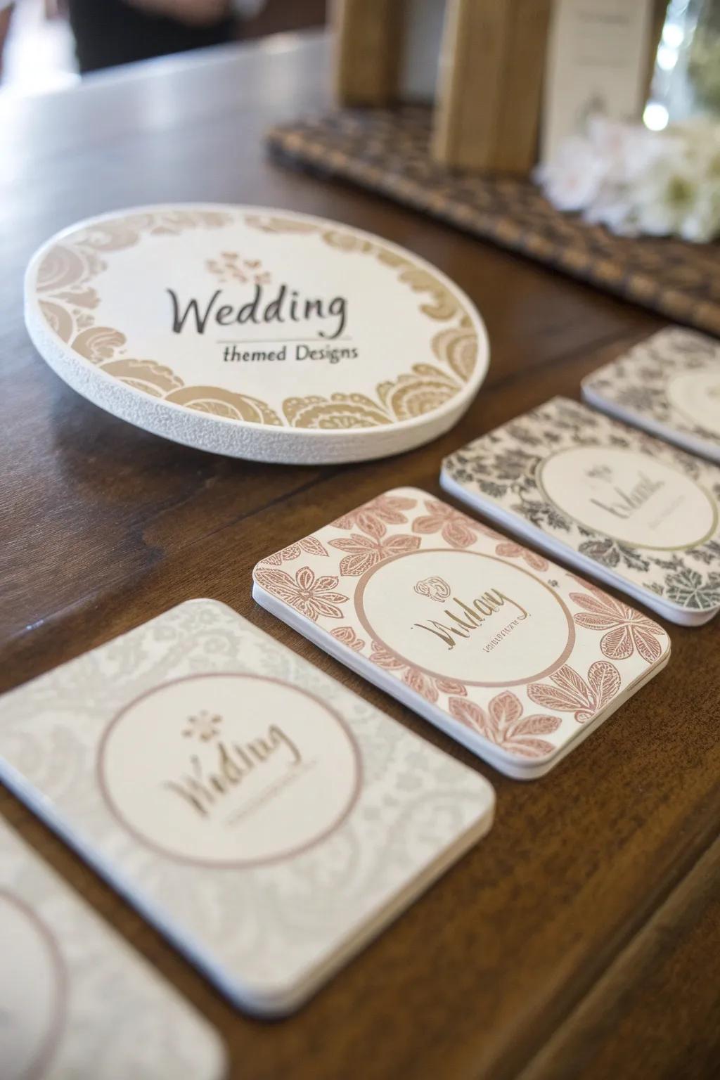 Bespoke coasters provide a useful memento from your wedding.