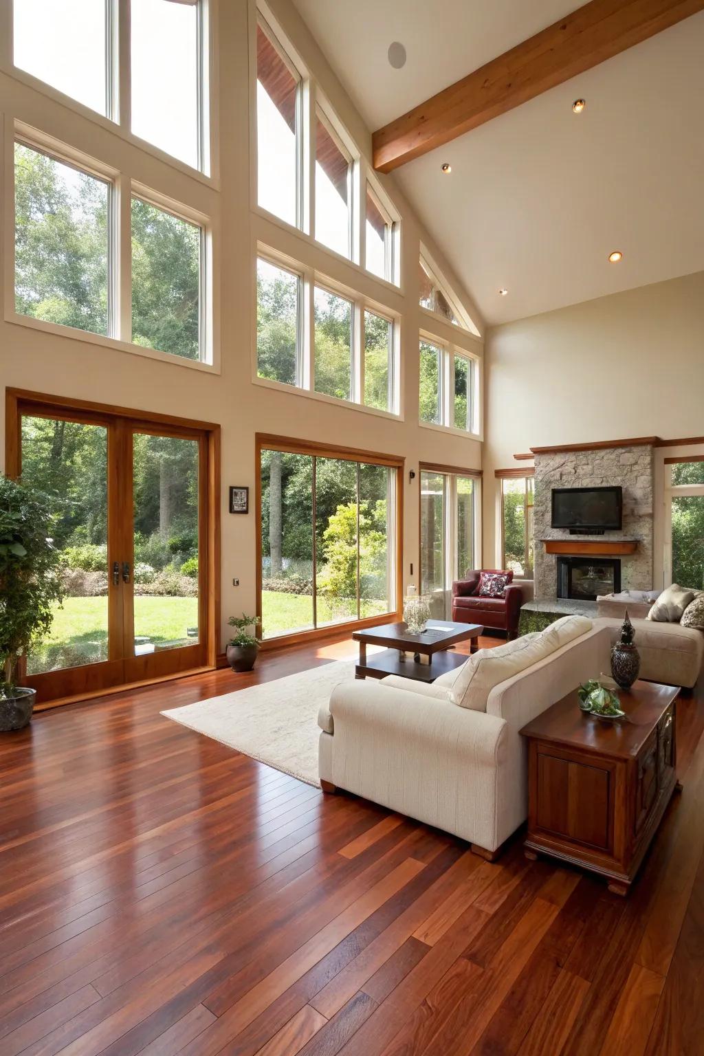 Open layouts enhance the feeling of luxury for floors made of red oak.