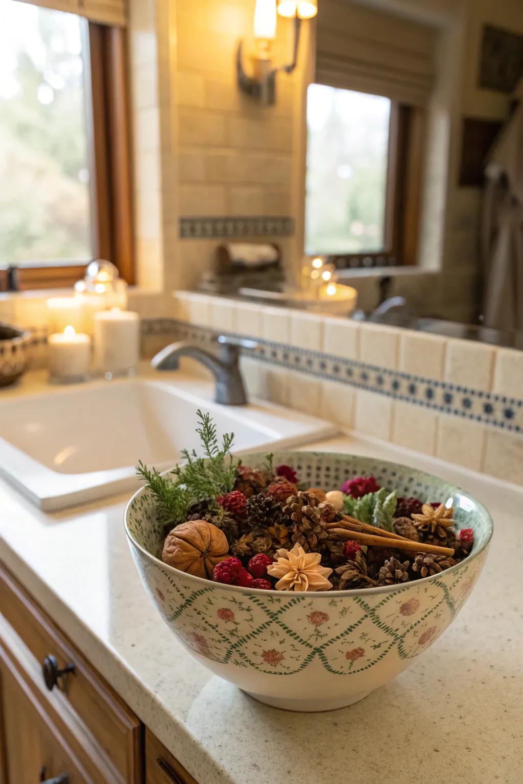 Seasonal potpourri adds a delightful scent to your holiday decorations.