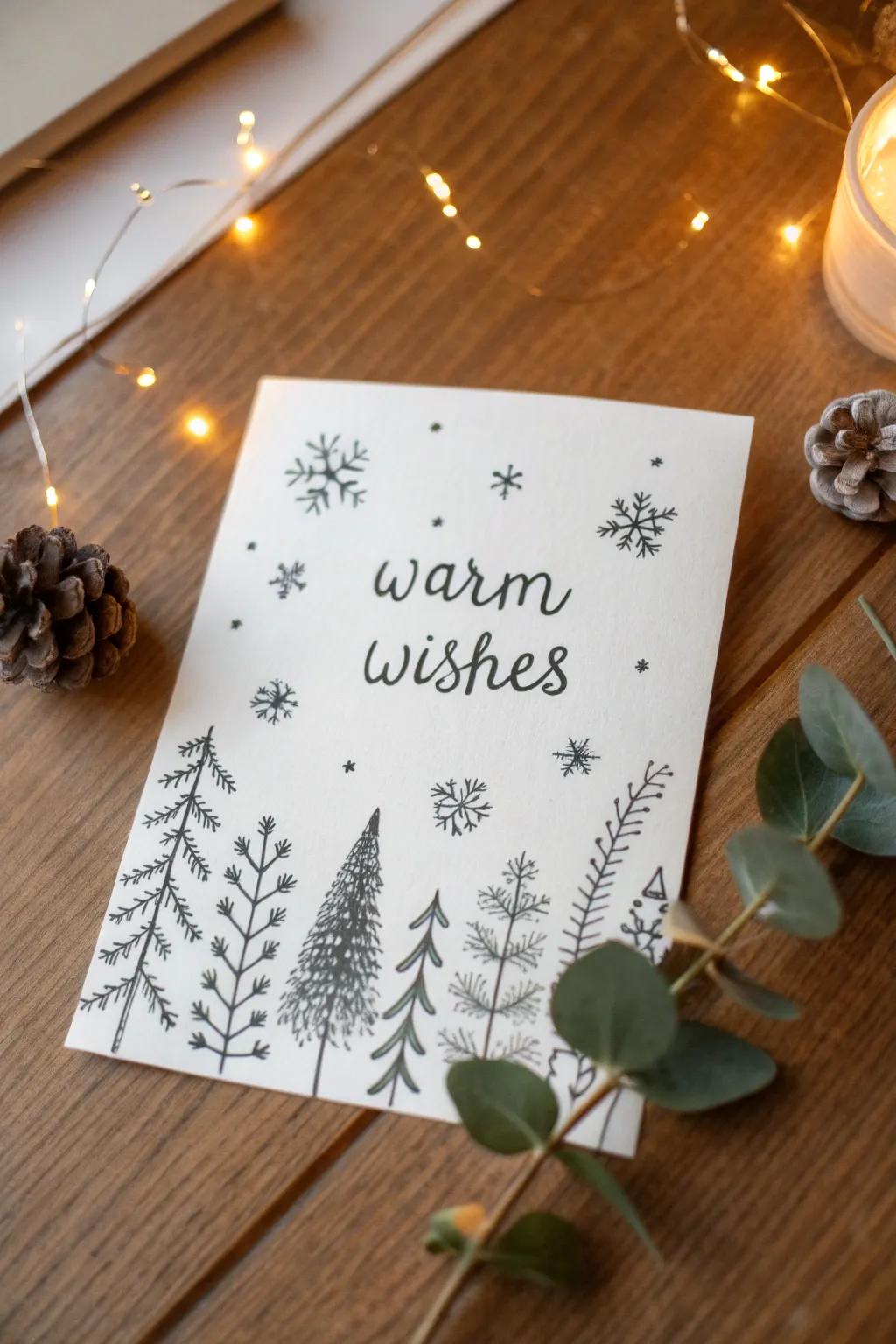 Convey holiday greetings with endearing hand-drawn cards that speak volumes from the heart.