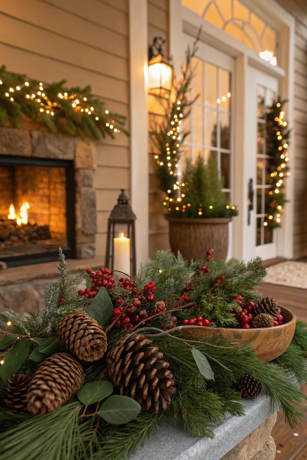 Natural elements that bring warmth and depth to Christmas decorations.