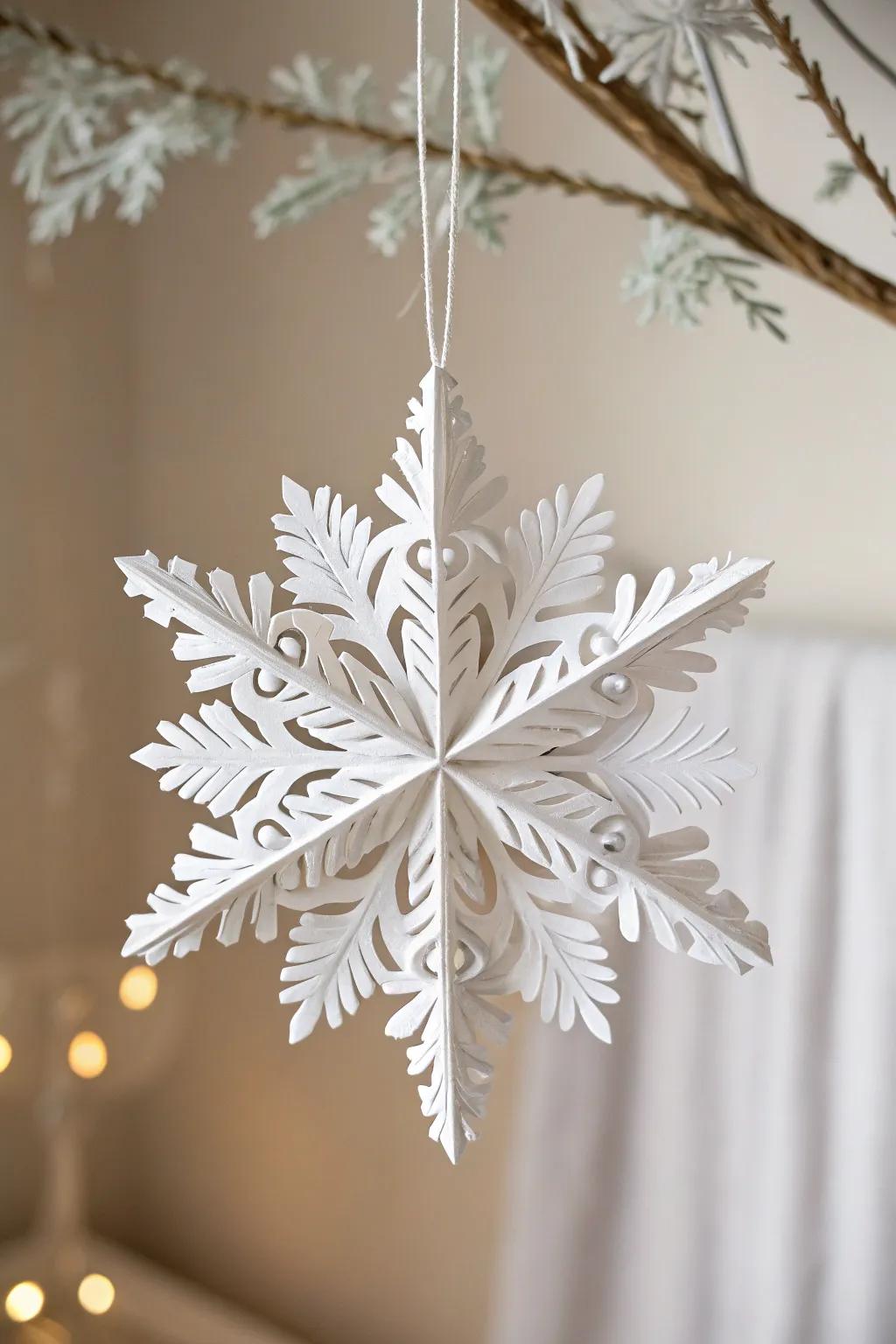 Embrace the beauty of winter with this stunning 3D paper snowflake, a perfect mix of elegance and simplicity.