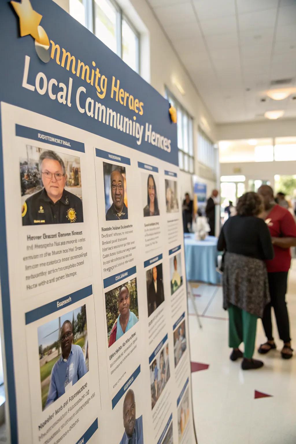Local community heroes celebrated on the notice board.