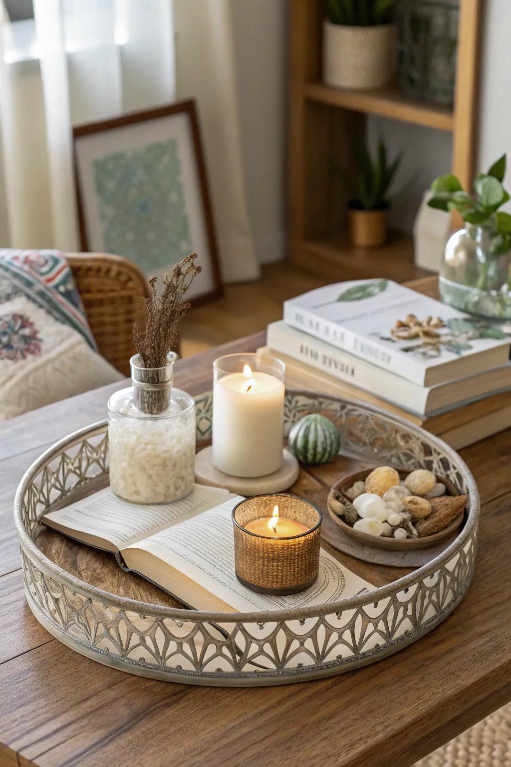 Trays infuse structure and style into your coffee table setup.