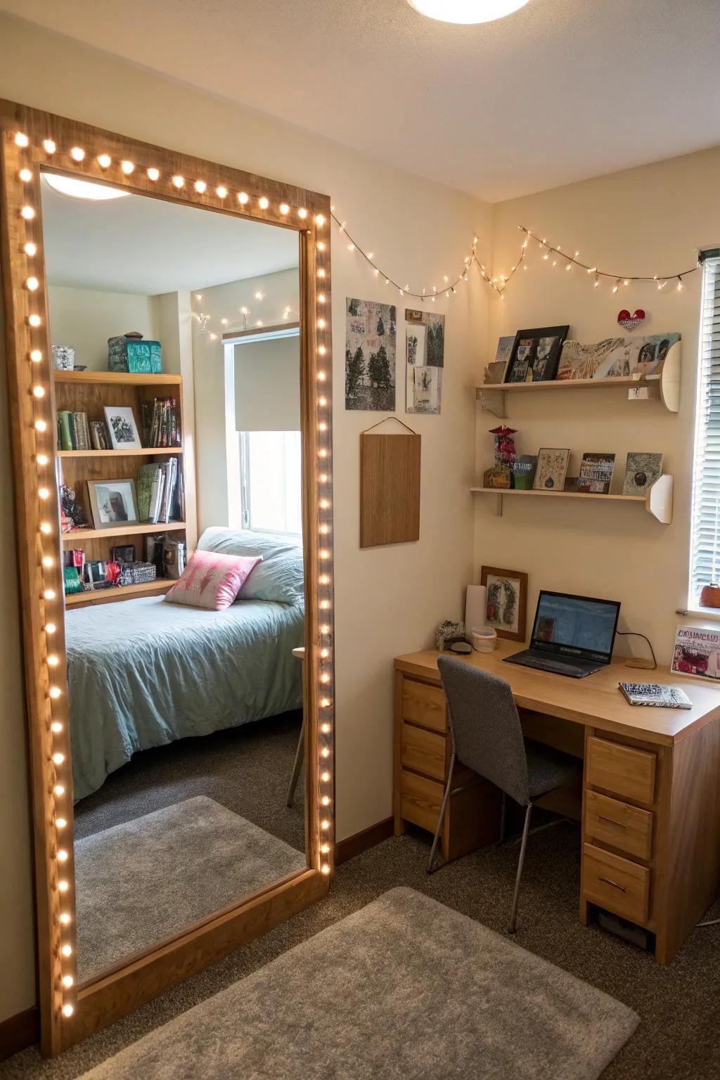 Reflectors can increase the brightness and space in your dorm.