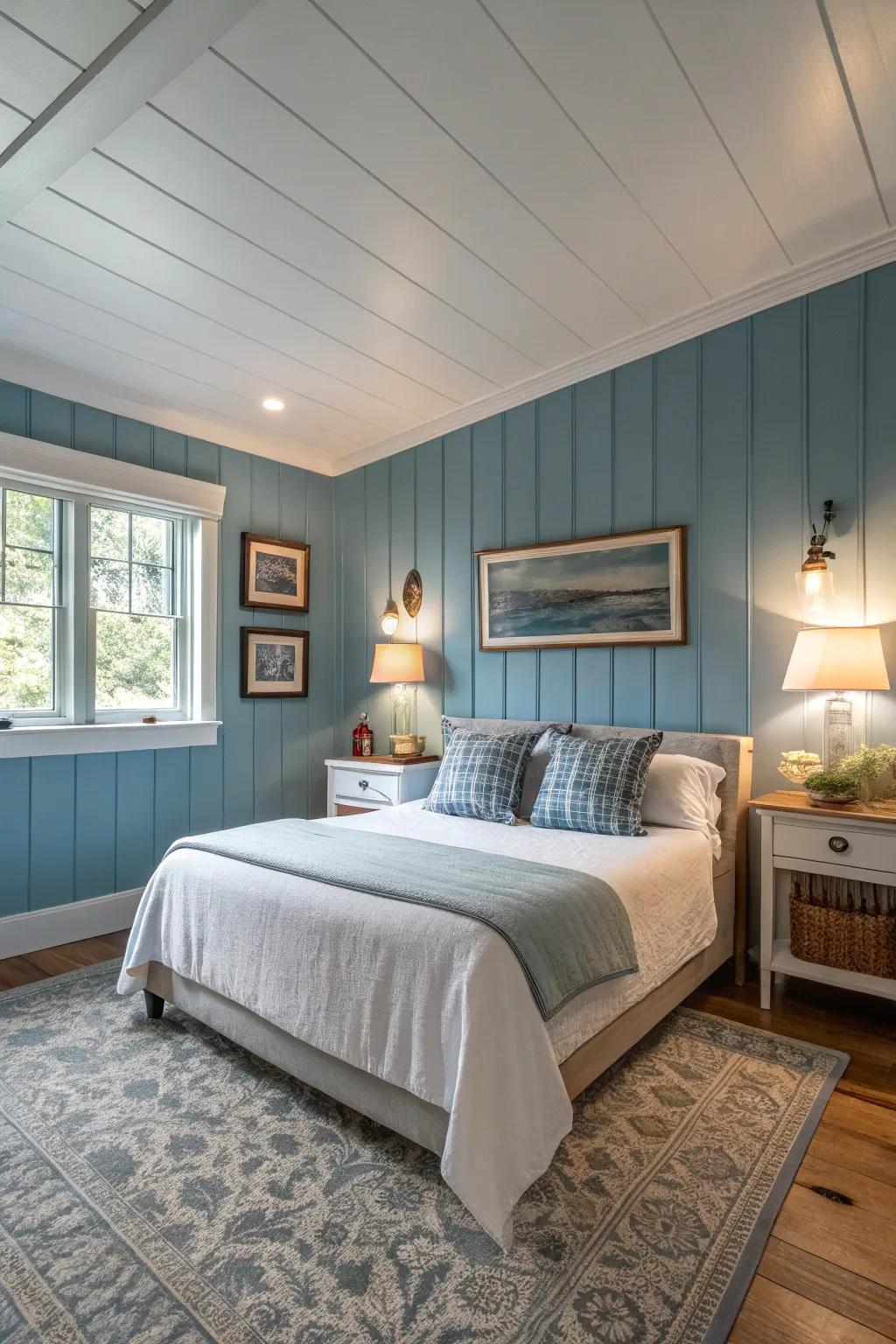 Consistent color enhances the spacious feel of this bedroom.
