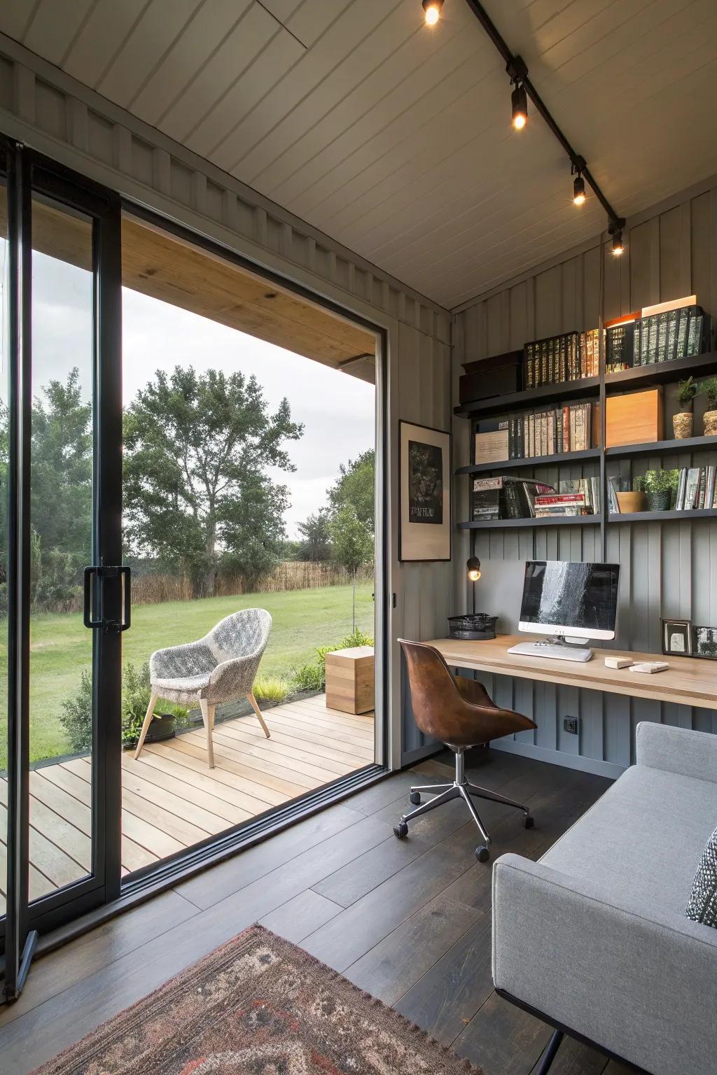 A container office offers a calm and effective setting.