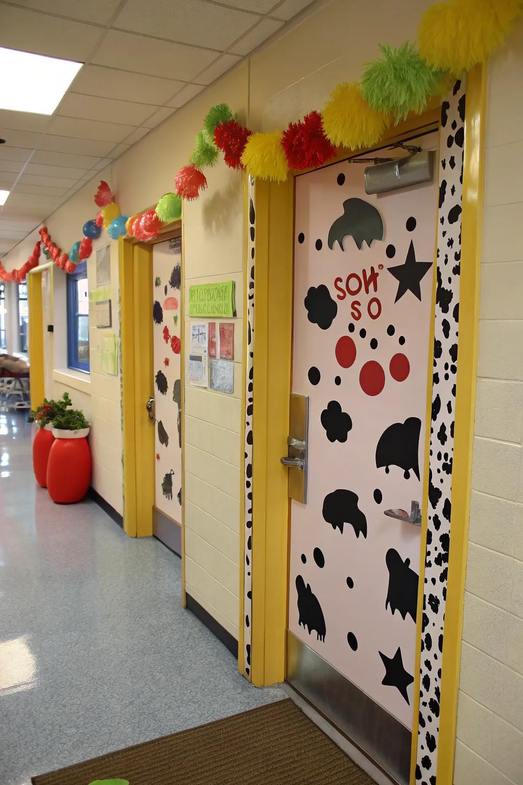A 'The Utterly Best Class' door decoration for classroom pride