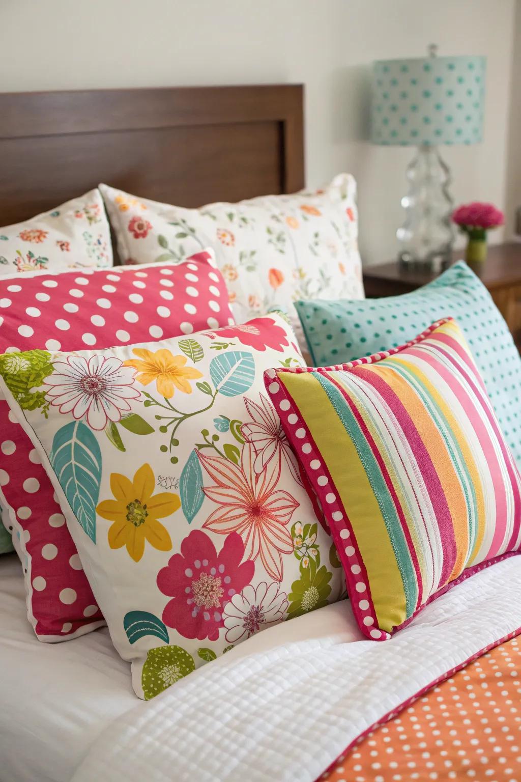 Diverse cushions append strata of ease and panache to your bed.