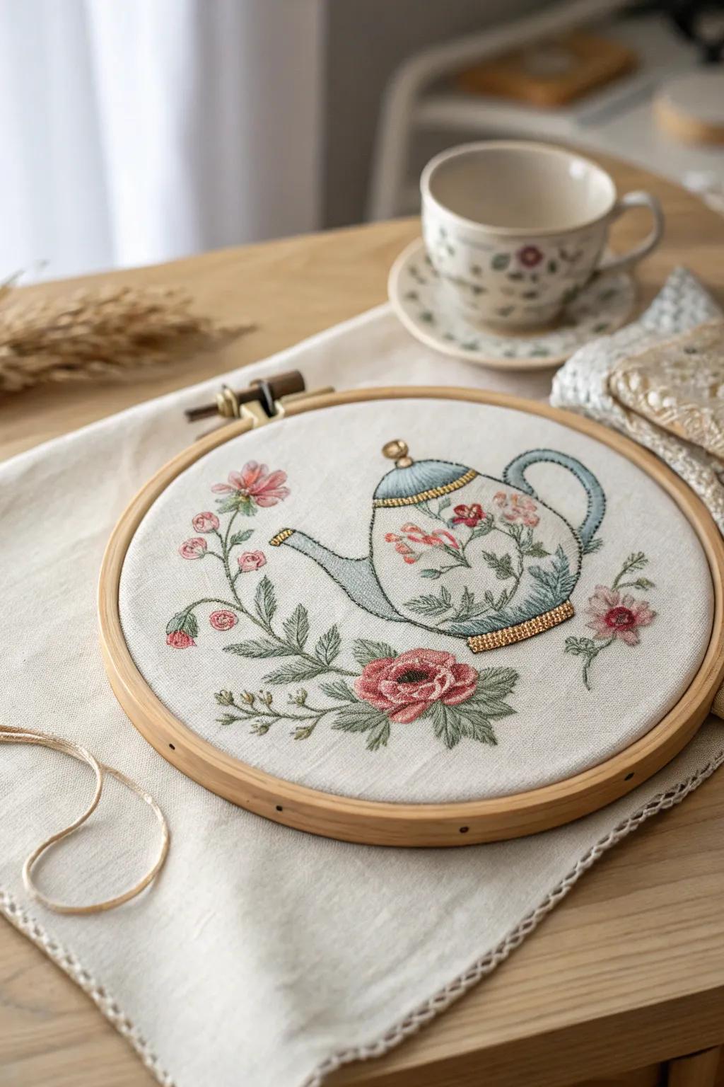 Add a dash of vintage charm to your space using this classic cross stitch teapot design. Perfect mix of nostalgia and simplicity!