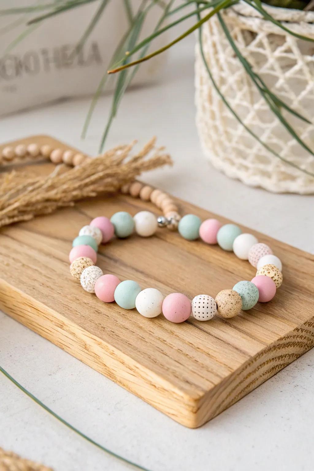 Express your creativity with handmade polymer clay bead bracelets - a perfect blend of simplicity and style.