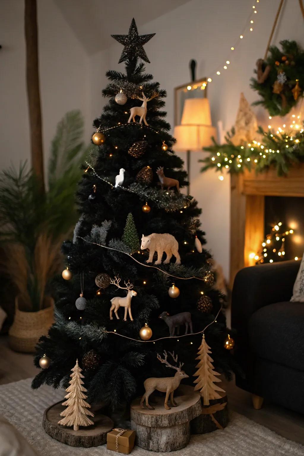 A charcoal tree with a woodland fantasy theme.