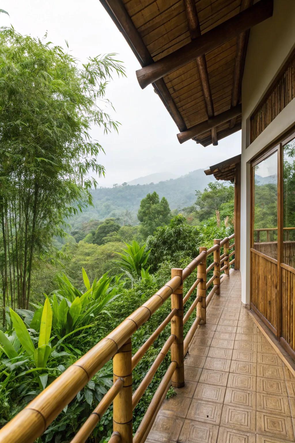 Bamboo railings add an eco-friendly tropical feel.