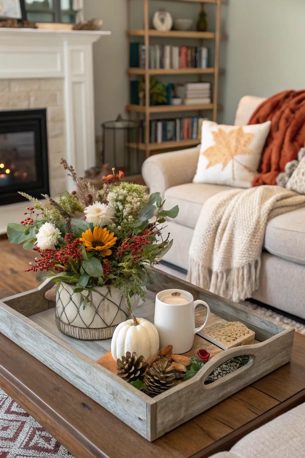 Seasonal transformations through alternating decor on a base.