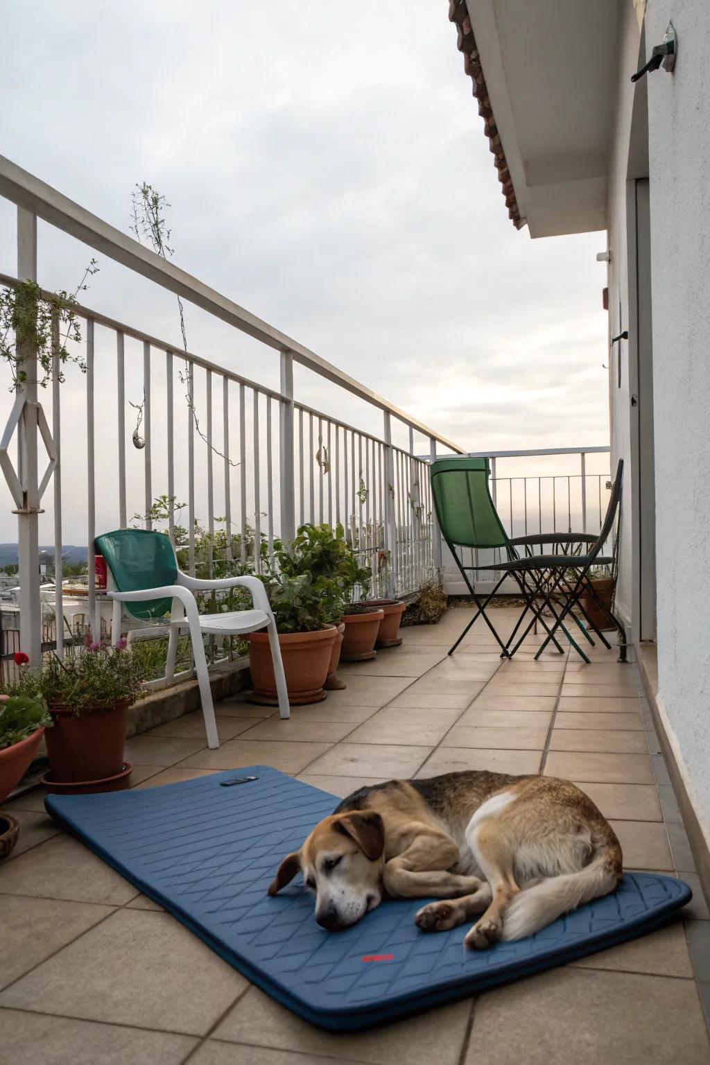 Cooling mats offer dogs a reviving place to relax.