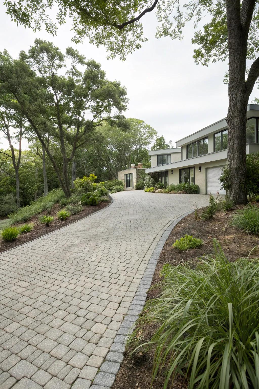Eco-friendly porous pavers blend harmoniously with natural surroundings.