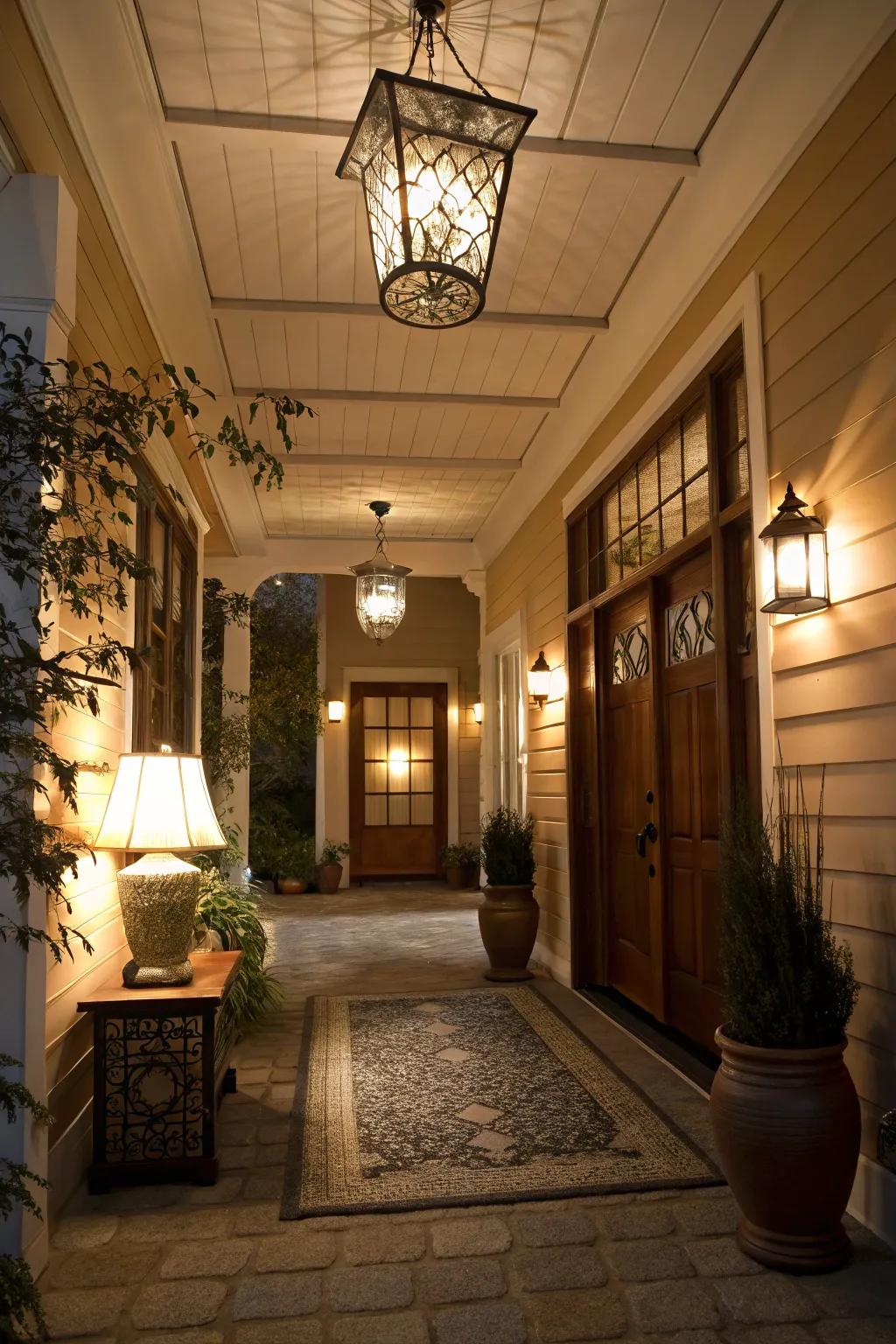 Layered lighting adds both functionality and style to this entryway.