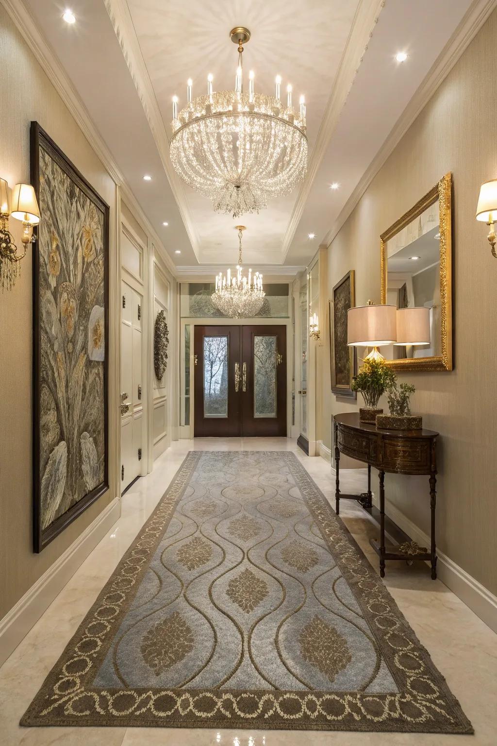 Metallic threads in a rug impart a hint of glamour and sophistication.