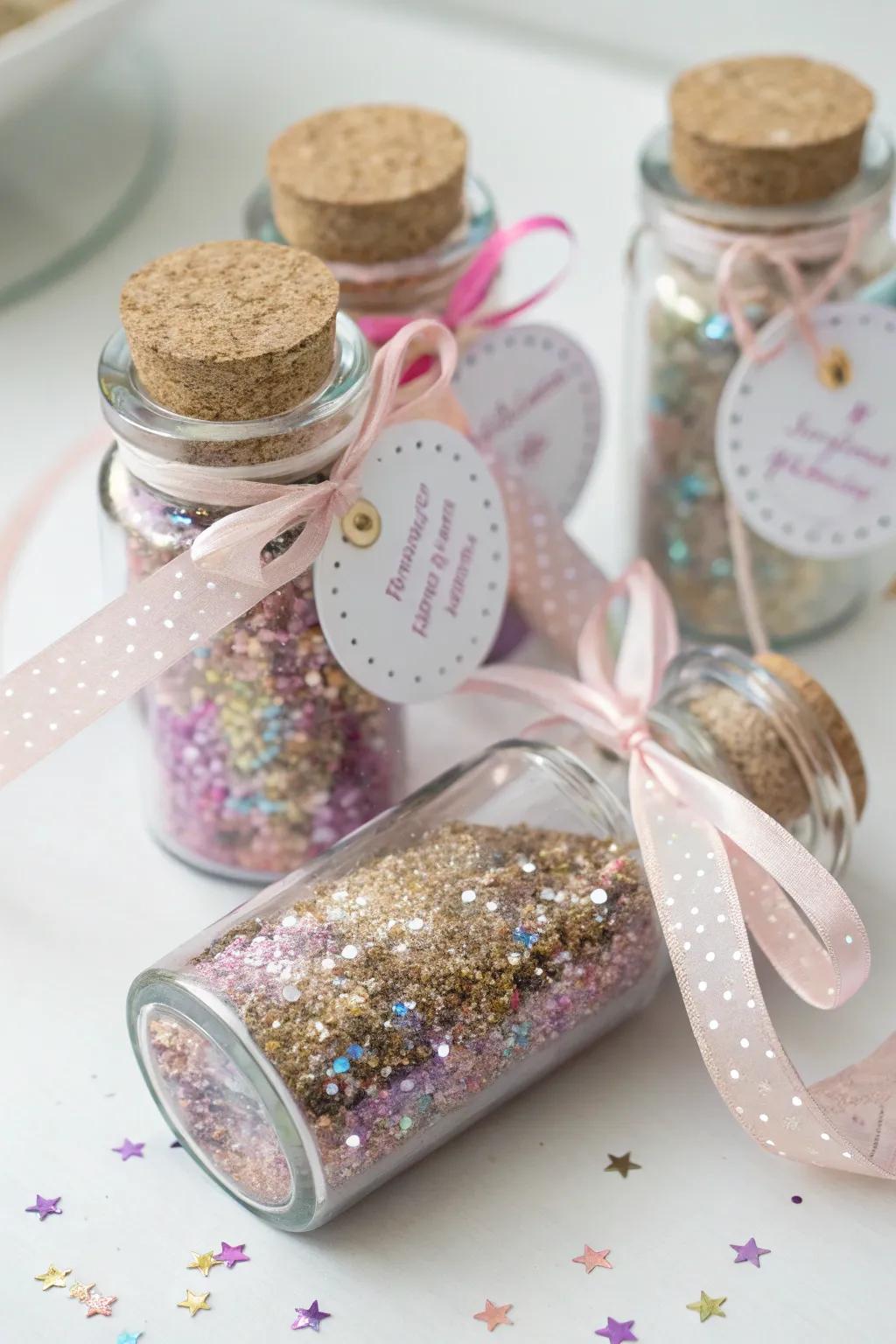 Delightful enchanted powder containers as party keepsakes.