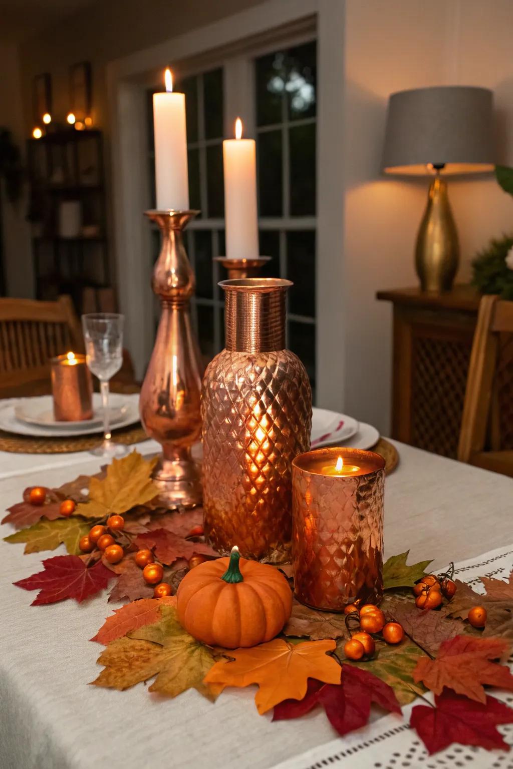 Bronze highlights bestow an embracing and exquisite shimmer onto your autumn adornments.
