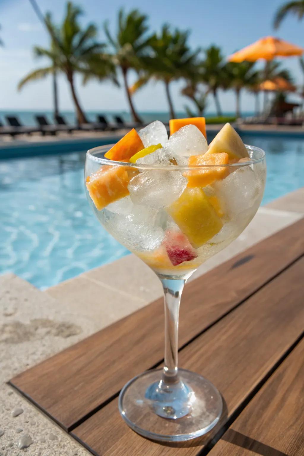 Tropical fruit ice for a refreshing island mood.