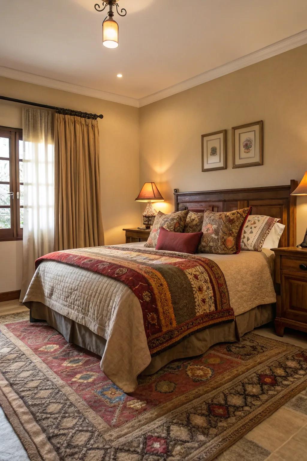 A comfortable atmosphere inviting relaxation and coziness.