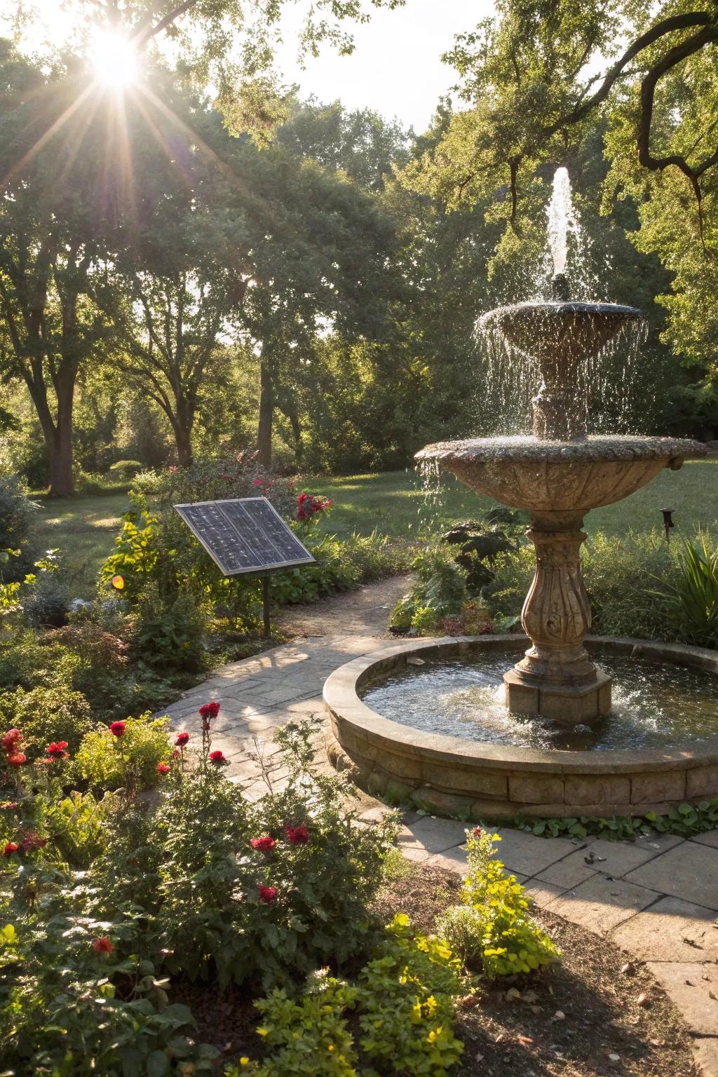 Sustainable and stylish: a solar-powered water feature.