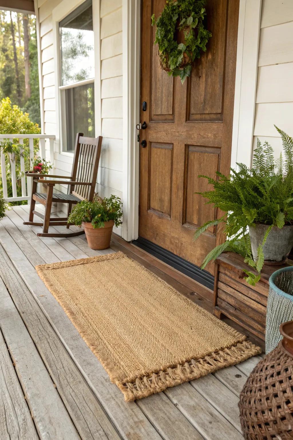 A naturally textured doormat for an organic feel.
