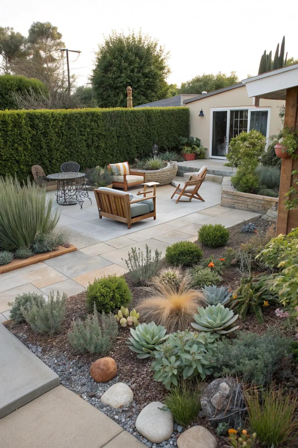 A unified blend of practicality and beauty in a xeriscape design.