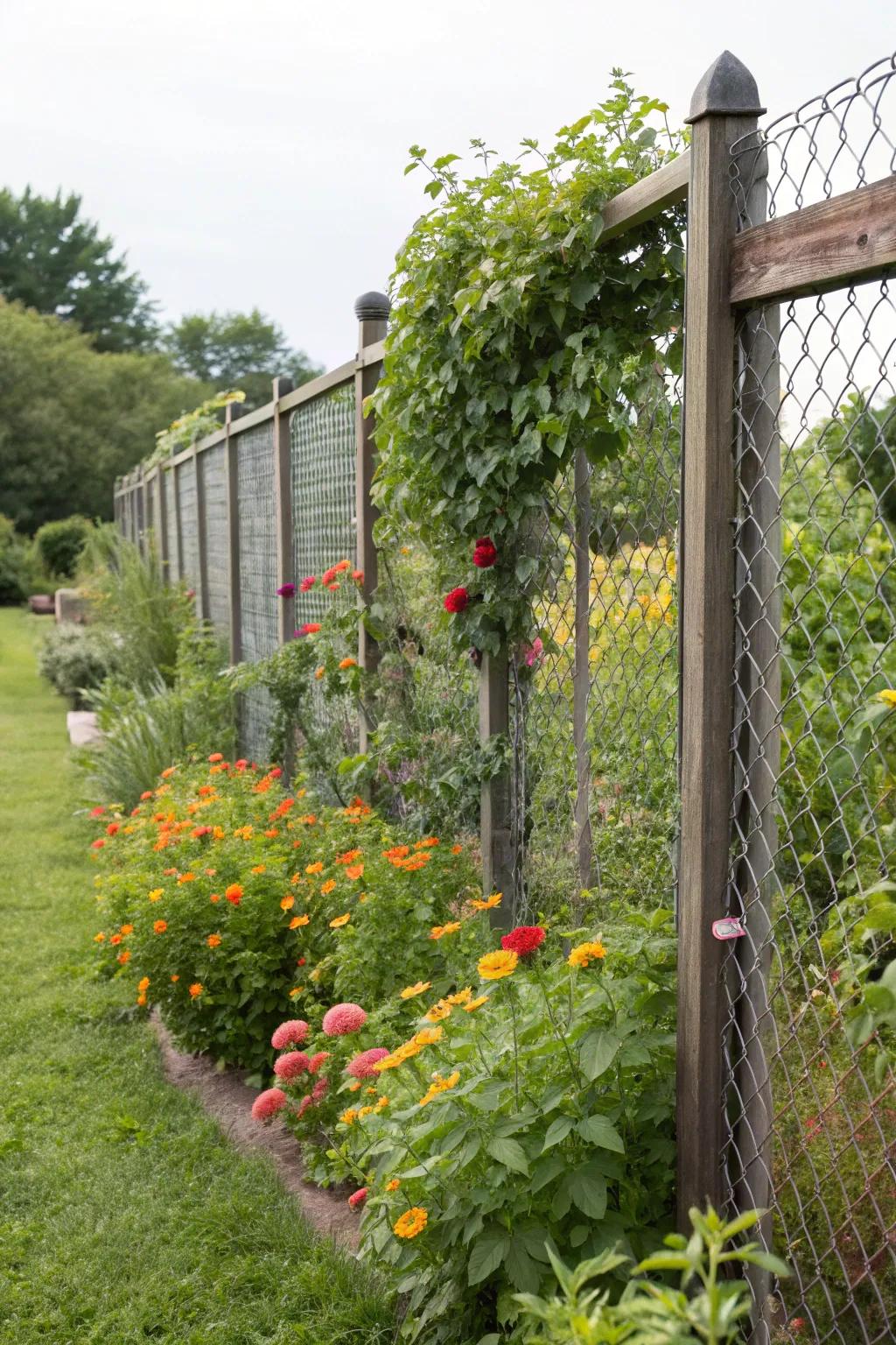 A flexible overhang effectively prevents climbing animals from entering the garden.