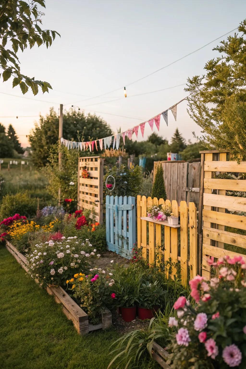 Repurposed fences offer a rustic and wallet-friendly garden alternative.