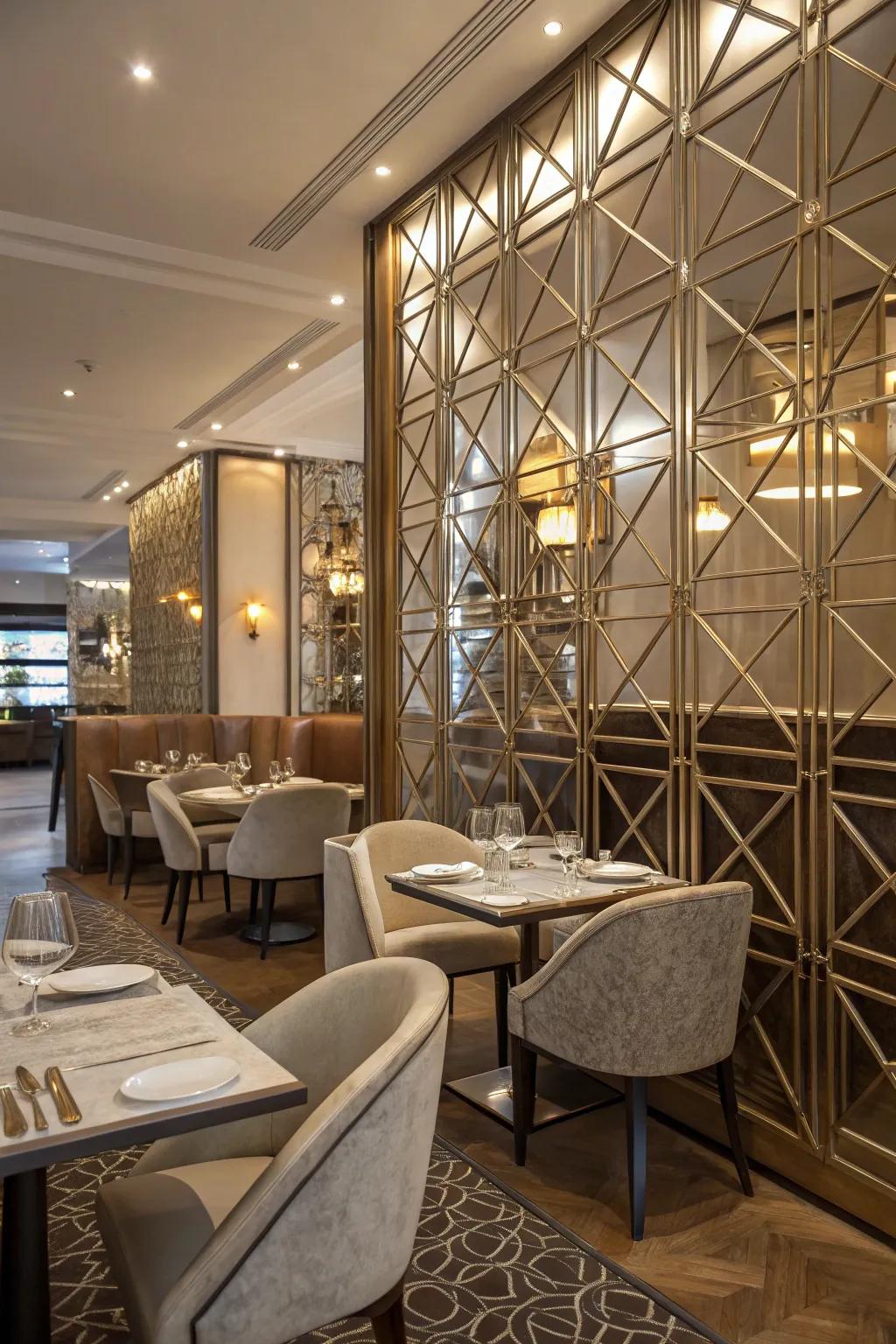 Metallic highlights bring elegance and shine to geometric designs.