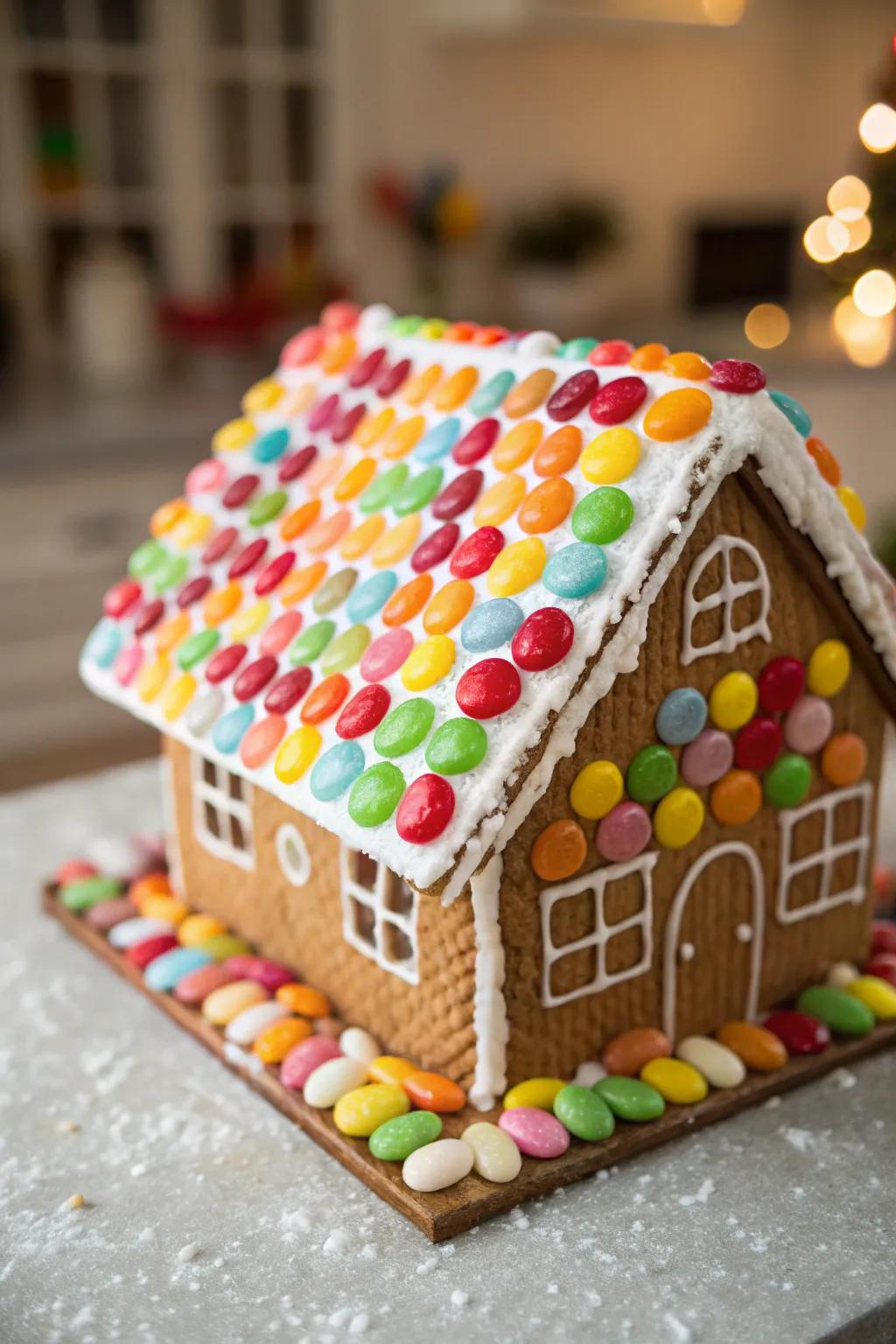 Elastic grain artworks turn gingerbread roofs into vibrant artworks.