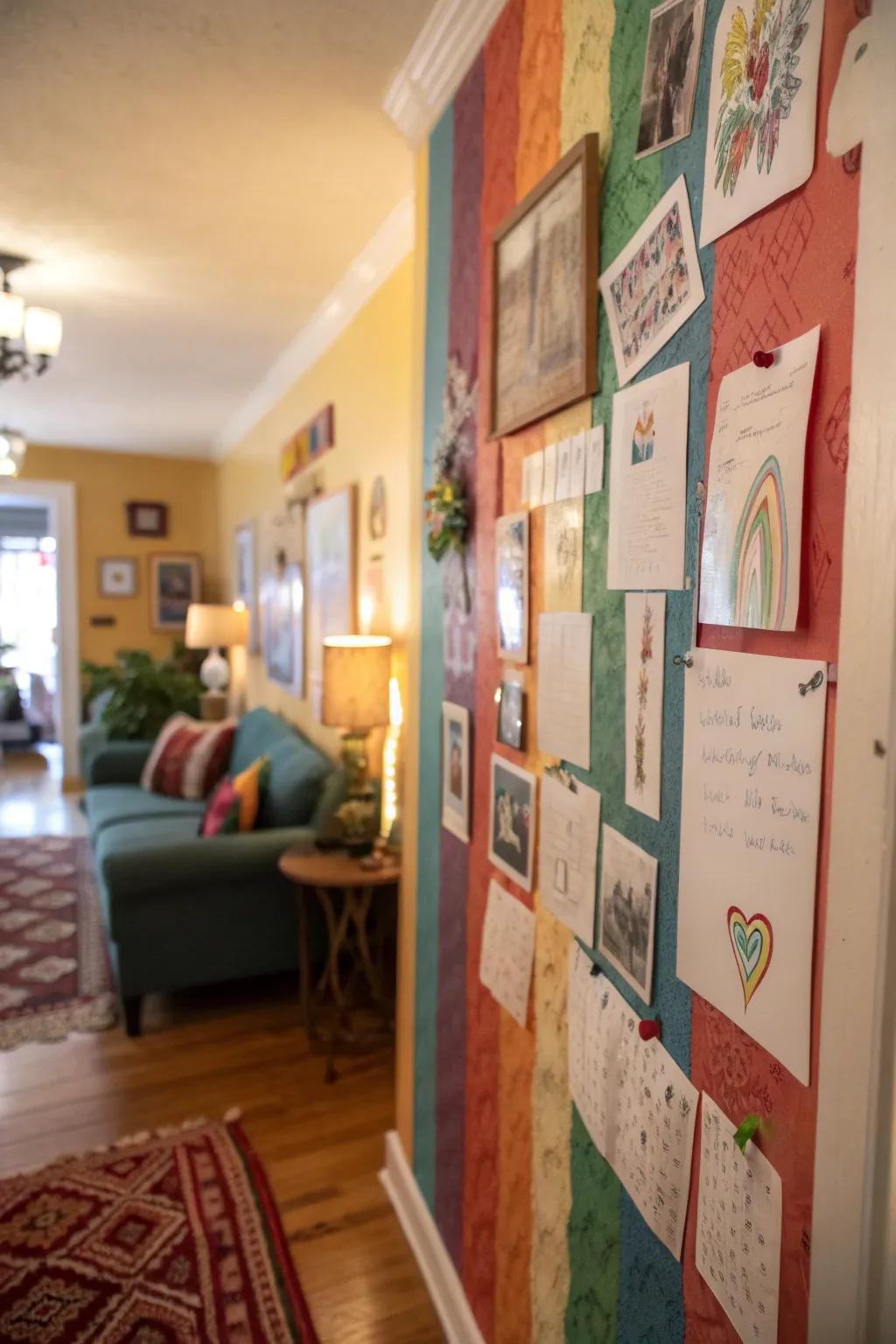 An imaginative flair gratitude wall featuring sketches.