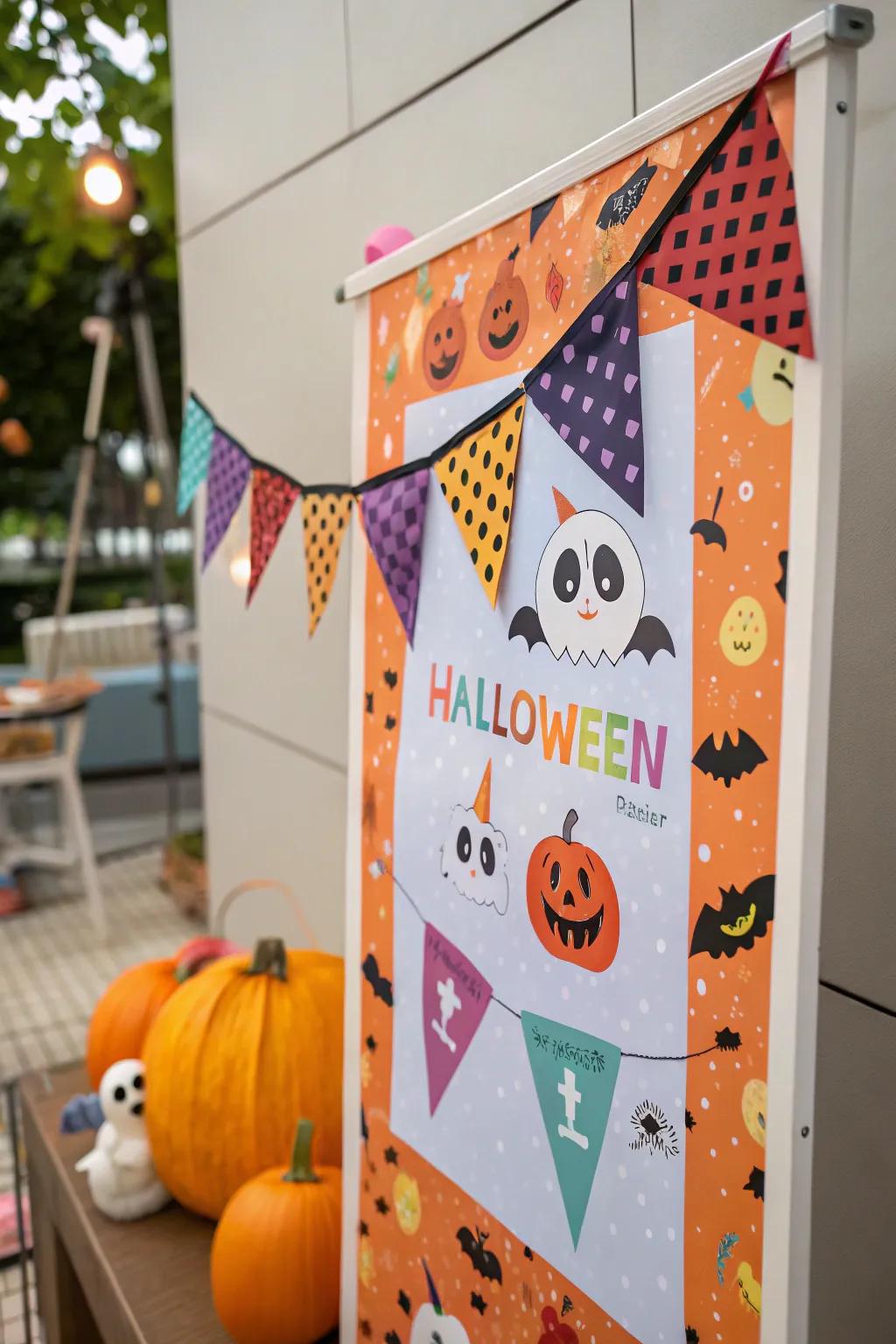 Celebratory pennants poster that adds a cheerful Halloween touch.