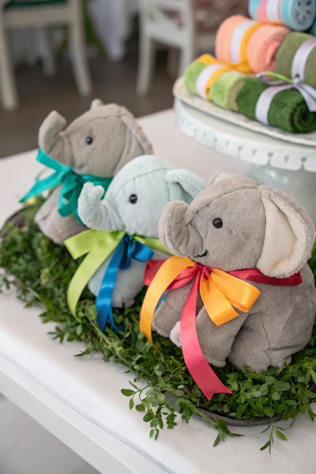 Soft and vibrant elephant showpiece.