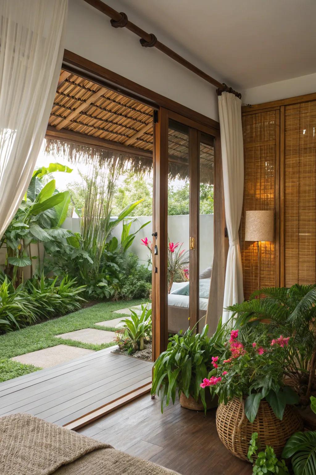 Bamboo blinds provide a sustainable, fashionable choice.