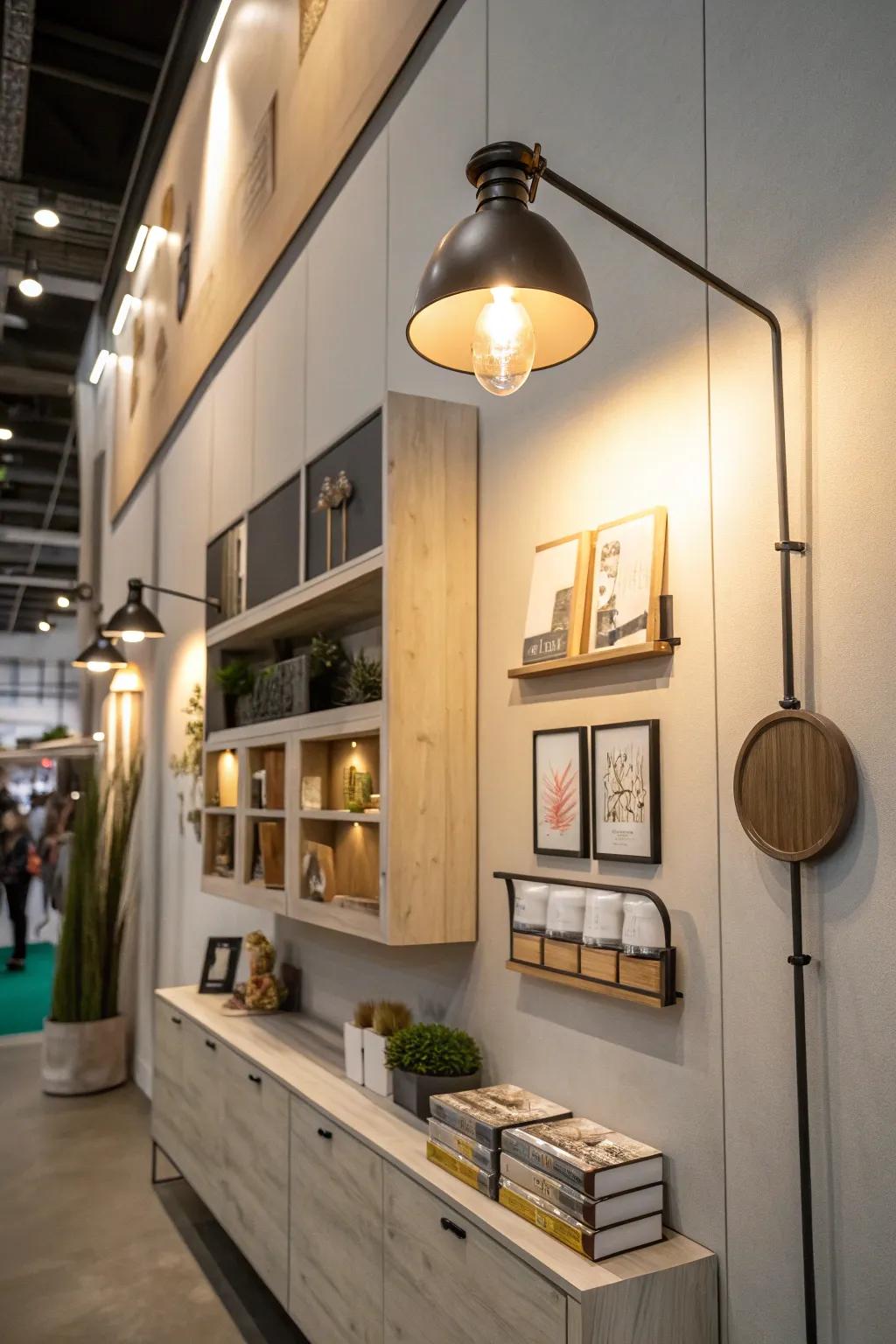 Functional decor mixes usefulness with style for a unique wall design.