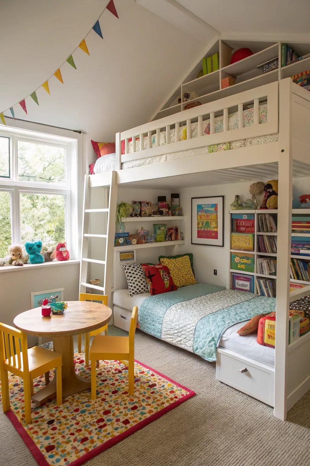 Loft beds make more space in tight rooms.