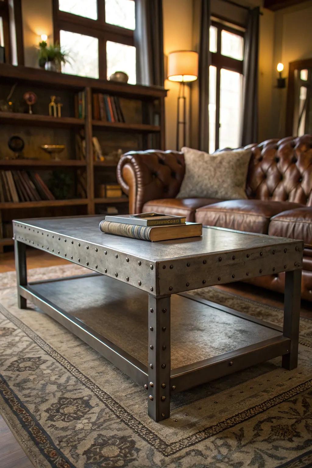 Striking statement pieces anchor the design of an industrial living room.