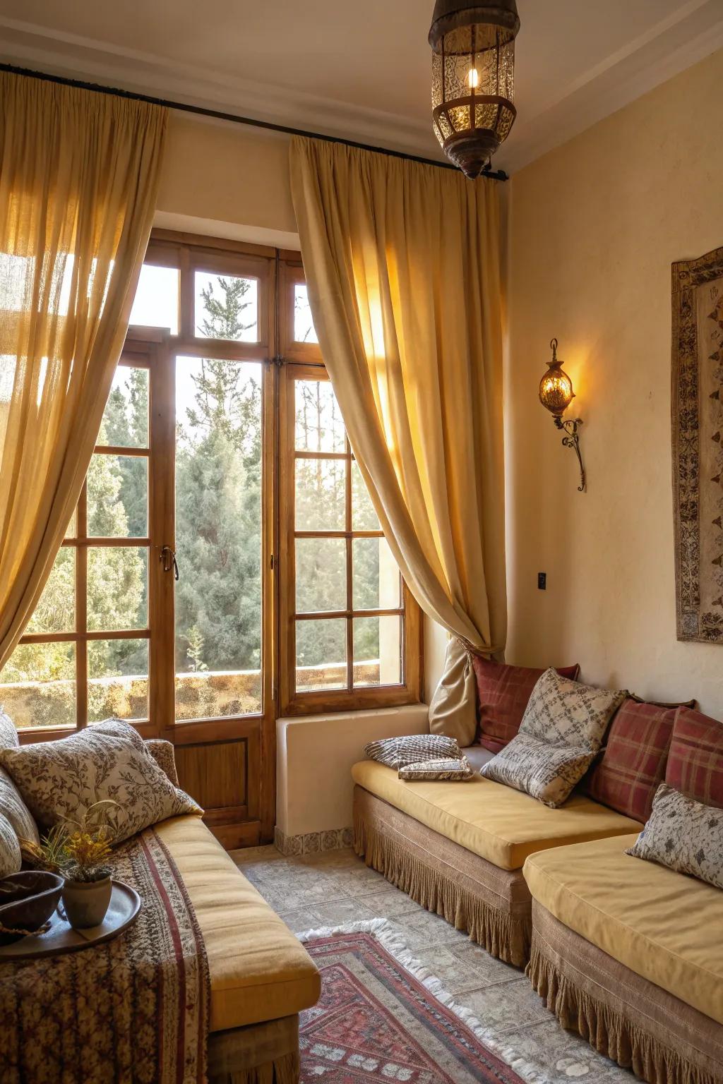 Honey-toned frames create a warm and inviting atmosphere.
