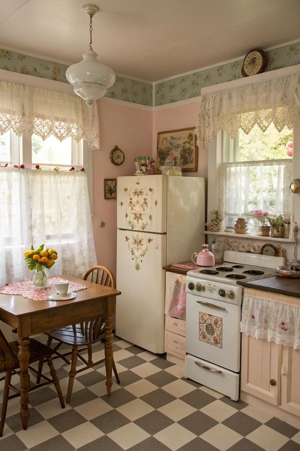 Balloon window coverings bring vintage charm to your kitchen.