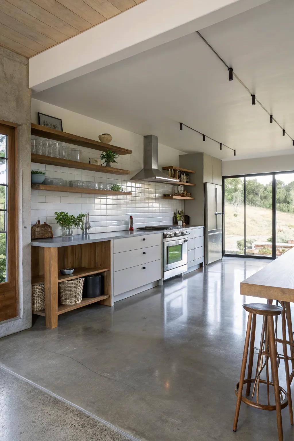 Concrete floors embody sleek, modern minimalism.