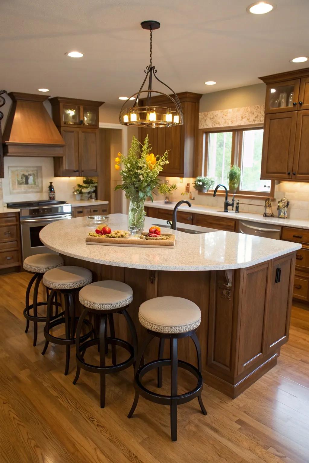 Spherical seating crafts a snug and personal setting.